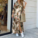 Autumn Long Dress Long Sleeve Shirt Dress Women Denim Long Dresses Pocket Button Shirt Print Dress Casual Loose Dresses 2020