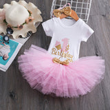 Baby Girl One Year Dress Cute 1 First Birthday Outfit Girl Baby Dress Summer Clothes Lace Girl Party Tutu Outfits 3pcs Clothing
