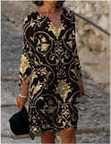 2021 Printed Loose Satin Night Dress Women's Fashion Casual Vintage Spring Summer All-match Plus Size Beach Dresses Vestidos